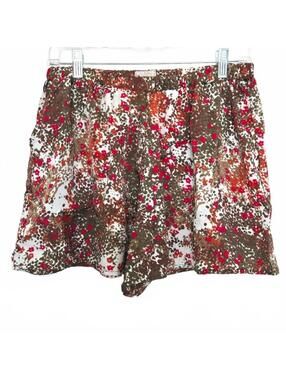 Gianni Bini GB Brown Floral Casual Pull On Shorts Size Large